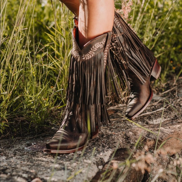 Santa Fe Two Layer Fringe Cowgirl Boots - Picture 2 of 10